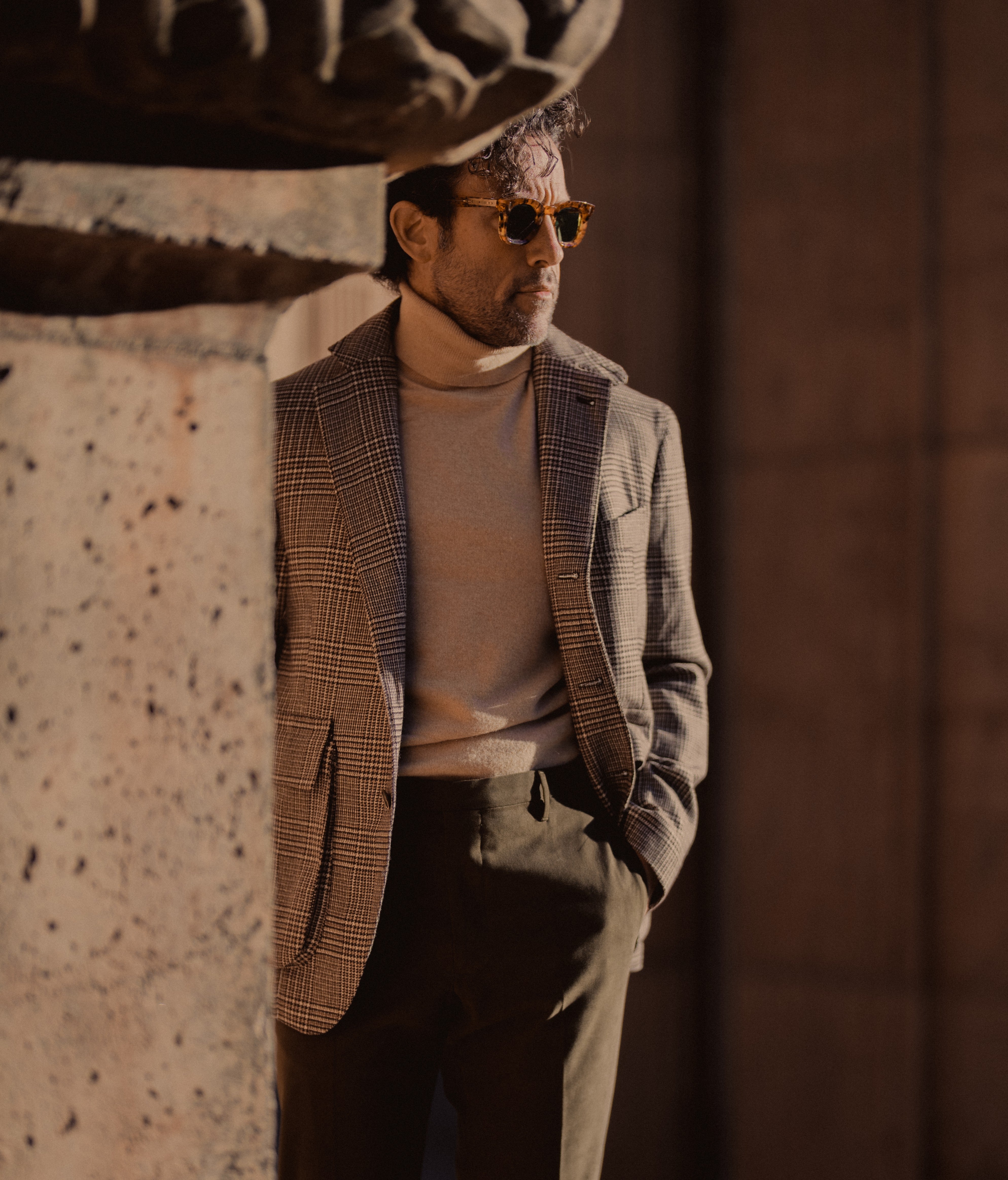 Dark mud cotton elastan trousers
